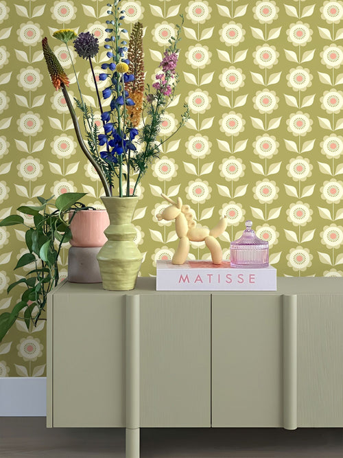 ESTAhome behang bloemen groen - 50 x 900 cm - 131864