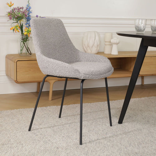 Nolon Nora-Isa Eetkamerstoelen Set van 2 - Bouclé Taupe - Zwart - vtwonen shop