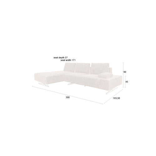 Dutchbone Shelly Bank Off-White Left Chaise Longuen - Wit - vtwonen shop