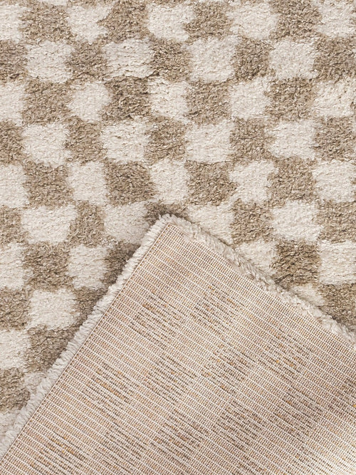 AFK Living vloerkleed Checkers - shaggy - beige - 80 x 150 cm