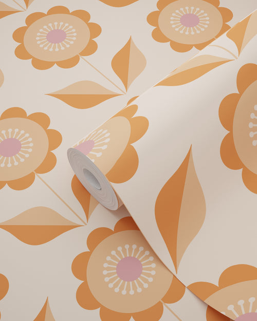 ESTAhome behang bloemen oranje - 50 x 900 cm - 130977