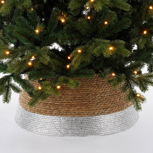 House of Seasons Kerstboomrok - H26 x Ø50 cm - Zeegras - Zilver - vtwonen shop