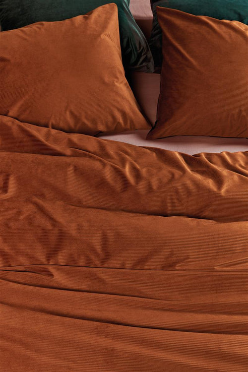 At Home by Beddinghouse Cosy Corduroy Dekbedovertrek - Eenpersoons - 140x200/220 cm cm - Terra
