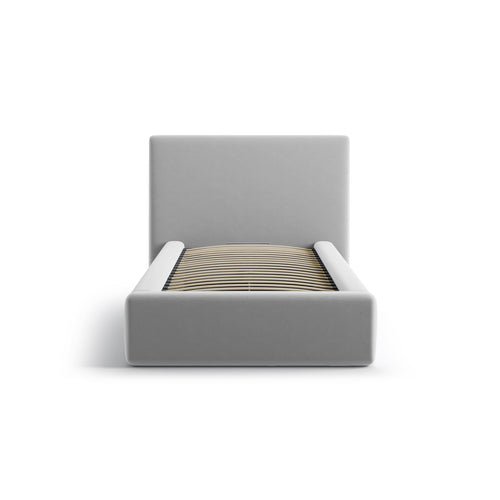 Cosmopolitan Design - Opbergbed met hoofdeinde Asti 90x200cm flueel lichtgrijs - 220x130x95cm