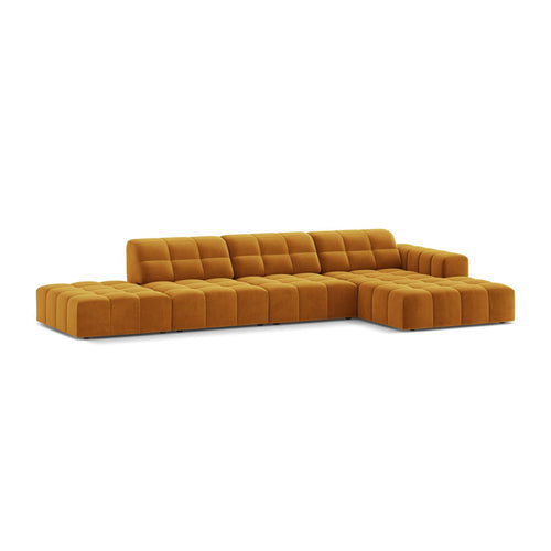Cosmopolitan Design - Rechter hoekbank Chicago 5-zits, flueel geel - 167x348x78cm