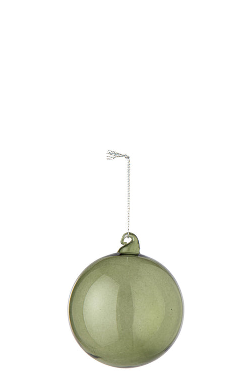 J-Line Kerstbal - glas - olijfgroen - set van 24