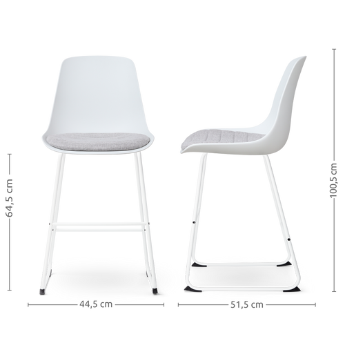 Nolon Nino-Liv Barkruk Wit - Lichtgrijs Kussen - Wit Frame - 65cm - vtwonen shop