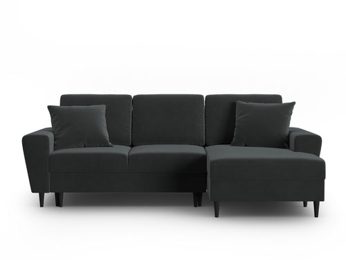 Cosmopolitan Design Converteerbare hoekbank rechts met opbergdoos Kyoto 4-zits, flueel donkergrijs - 145x241x88cm
