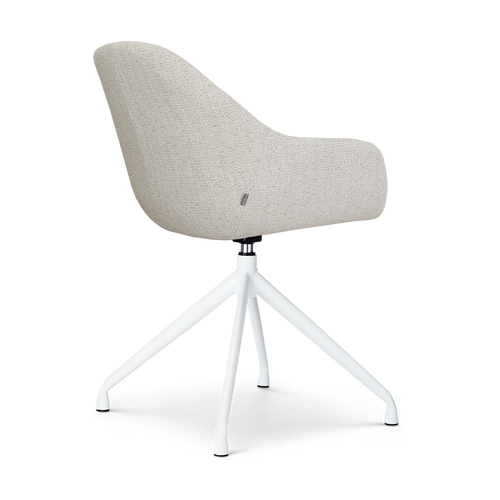Nolon Nola-Mae Eetkamerstoel Beige Gemêleerd - Draaibaar Wit Onderstel