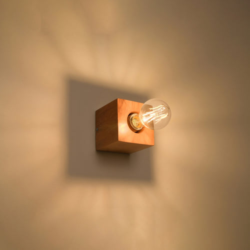 Sollux Lighting Wandlamp ARIZ naturel hout - 10x10x10cm