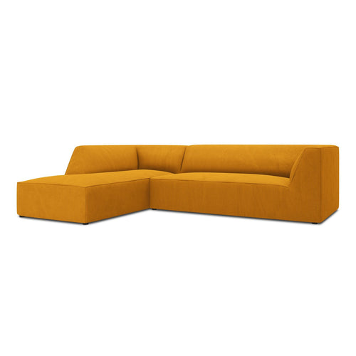 Cosmopolitan Design - Modulaire hoekbank links Siena 4-zits, ribfluwelen geel - 180x273x69cm