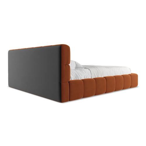 LaMiaSofa Bed met opbergruimte Roma - velours - terracotta - 200x228x82