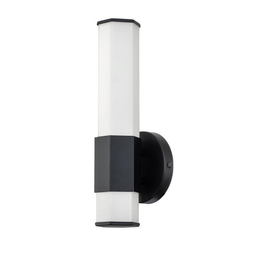 Elstead Hinkley Facet Geïntegreerde LED Badkamer Wandlamp Mat Zwart, 3000K, IP44
