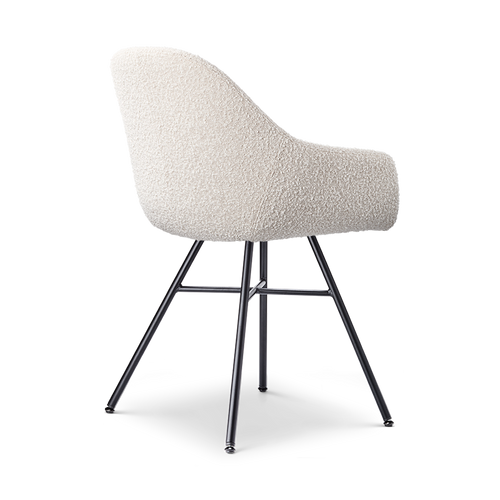 Nolon Noa-Mae Eetkamerstoel Bouclé Beige - Armleuning - Zwarte Poten