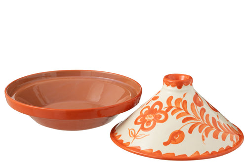 J-Line tajine Granada - keramiek - wit/oranje