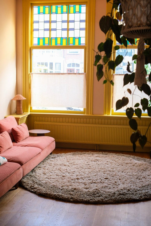 Interieur05 vloerkleed Pilo - hoogpolig - groen/beige - Ø240 cm