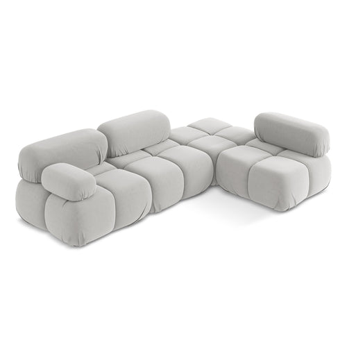 LaMiaSofa hoekbank rechts Sanremo - velours - zilver - 285x190x70