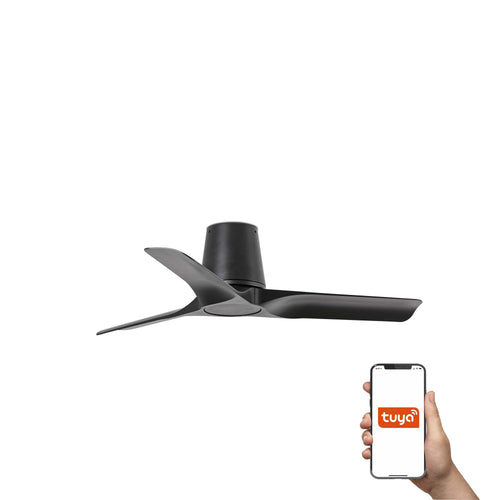 Faro Hey Tube Kleine plafondventilator met 3 bladen, matzwart, Tuya Smart System