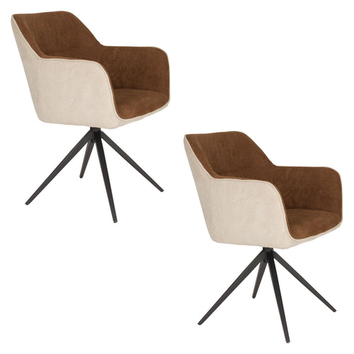 Housecraft Living Daley Eetkamerstoelen Beige/Bruin - Set van 2 - vtwonen shop