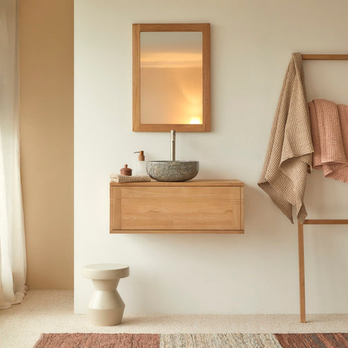 Tikamoon Massief teakhouten wastafelmeubel 80 cm - Naturel - vtwonen shop