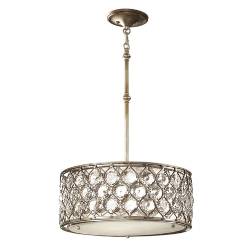 Elstead Lucia - 3-lichts cilindrische hanglamp, gepolijste zilveren afwerking, E27