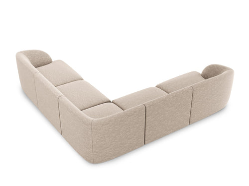 Micadoni Symmetrische hoekbank Miley 5-zits, structurele stof beige - 255x255x70cm