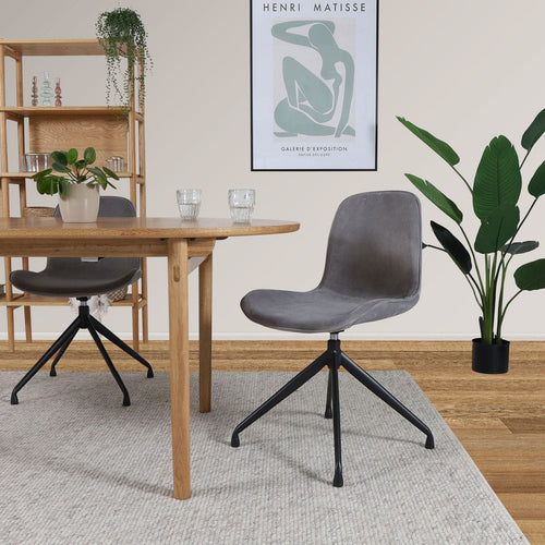 Nolon Nola-Fé Draaibare Eetkamerstoelen Set van 2 Velvet Grijs - Zwart - vtwonen shop