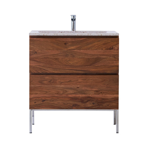 Tikamoon Badkamermeubel van massief palissander en roze premium terrazzo 80 - Roze - vtwonen shop