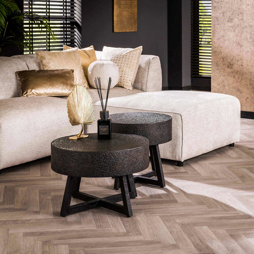 Giga Meubel Salontafel Bulky Ferro Low - Zwart/Brons Metaal - Ø60x40cm - vtwonen shop