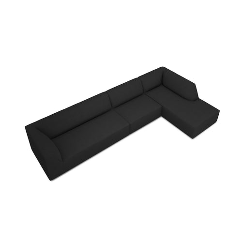 Cosmopolitan Design - Modulaire hoekbank rechts Siena 5-zits, structurele stof zwart - 180x366x69cm