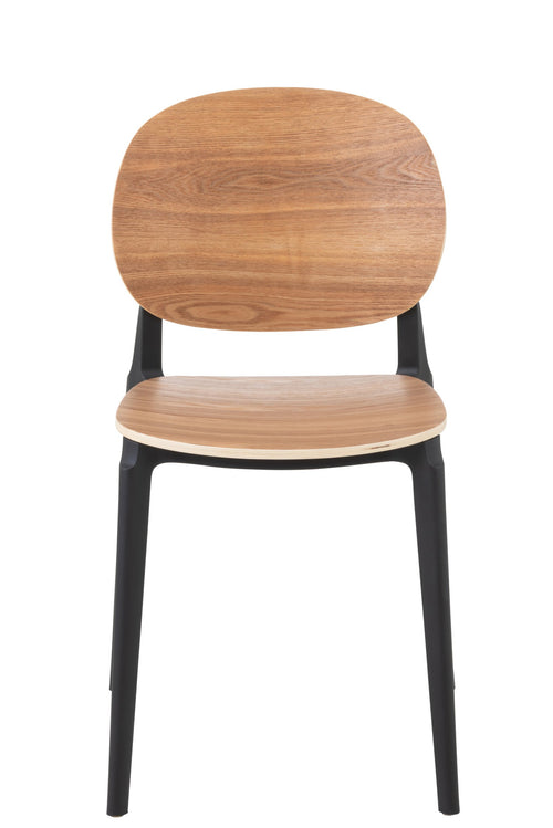 J-Line stoel Basic - kunststof - naturel - 2 stuks