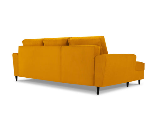 Cosmopolitan Design Uitklapbare hoekbank links met opbergdoos Kyoto 4-zits, ribfluwelen, geel - 145x241x88cm