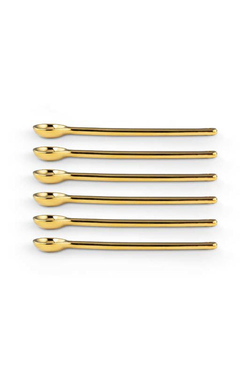 vtwonen Theelepels - Porcelein - Goud - Set van 6