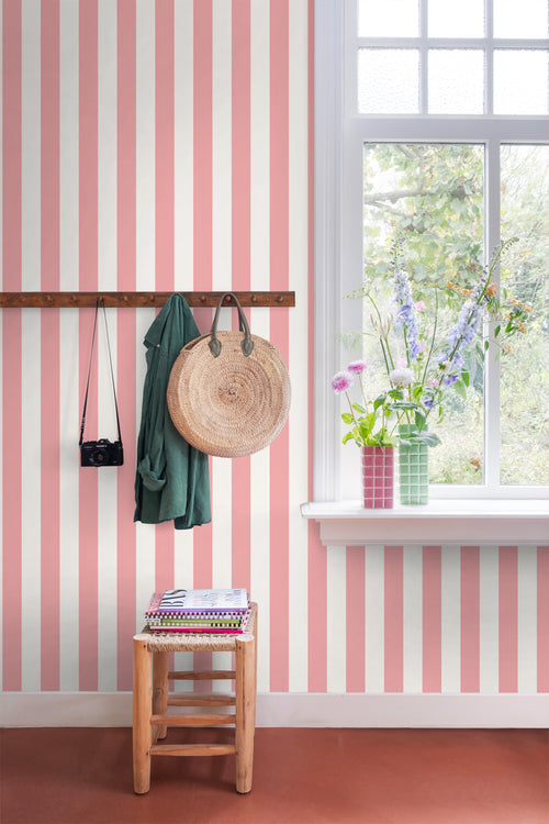 ESTAhome behang strepen licht roze en wit - 53 cm x 10.05 m - 139906 - vtwonen shop