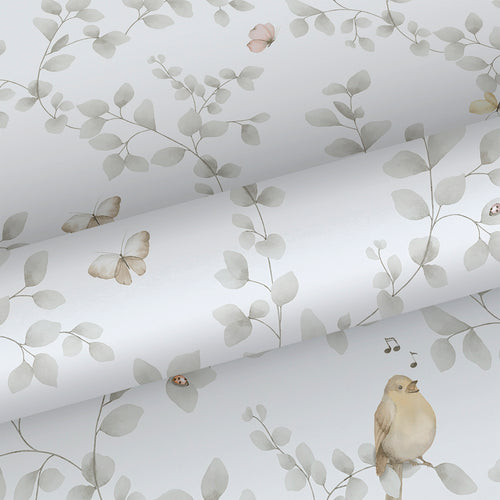 Sanders & Sanders behang bloemen en vogels lichtgrijs en wit - 53 cm x 10.05 m - 640624