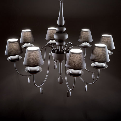 Ideal Lux Blanche - 8-lichts multi-arm kroonluchter zwarte afwerking, E14