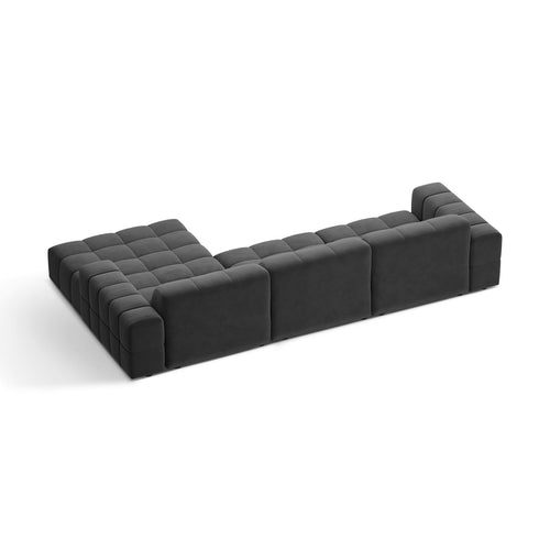 Cosmopolitan Design - Rechter hoekbank Chicago 4-zits, flueel grijs - 167x294x78cm