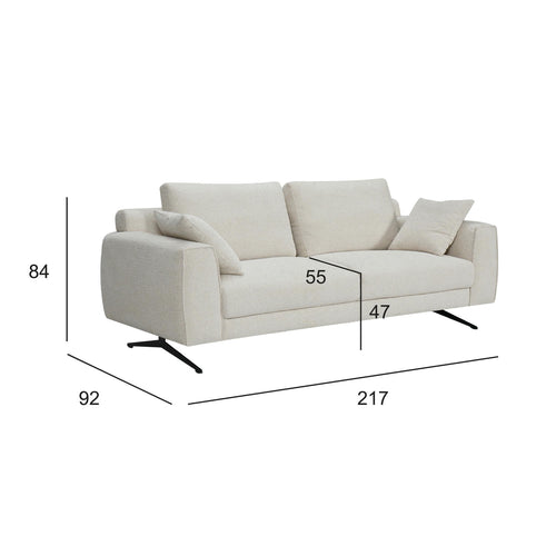 Furnhouse 3-zitsbank Detroit - Crème wit - Stof - 92x217x84