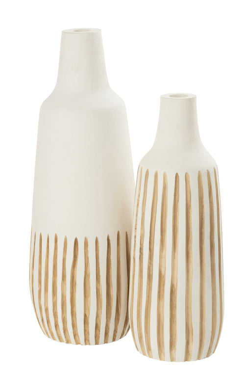 J-Line vaas Ying - hout - wit - large - 56 cm hoog