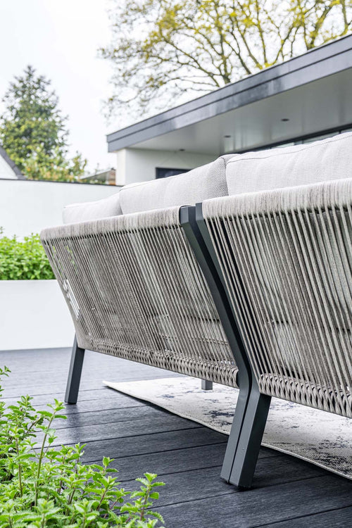 Lounge-diningset Monti - zwart - 7-persoons - aluminium