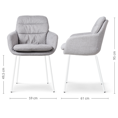 Nolon Nora-Mia Eetkamerstoelen Set van 2 - Grijs - Wit Onderstel - vtwonen shop