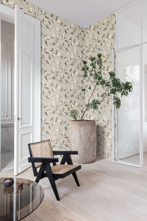 Masureel behang bloemen grijs - 53 cm x 10.05 m - 632083 - vtwonen shop