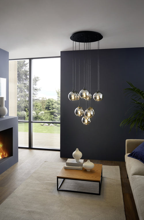 EGLO hanglamp Ariscani - ø 65,5 cm - smoke glas - zwart