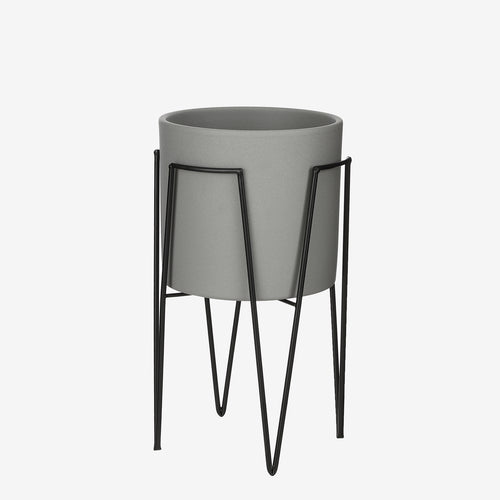 Mica Decorations Blom Plantenstandaard - L25 x B25 x H38 cm - Metaal - Zwart - vtwonen shop