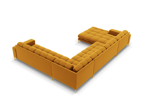 Cosmopolitan Design Panoramische hoekbank rechts Bali 7-zits, flueel, geel - 256x327x75cm