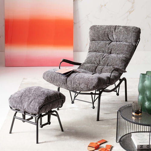 Kare Design Fauteuil en Voetensteun Vienna Swing grijs - vtwonen shop