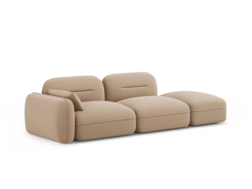 Cosmopolitan Design Rechte modulaire bank Sydney 3-zits, flueel, zand - 90x295x70cm