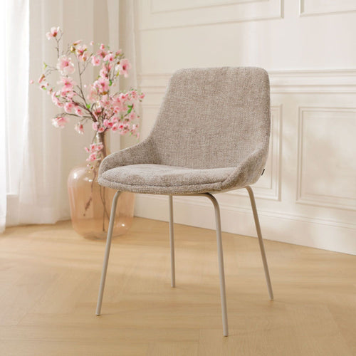 Nolon Nora-Isa Eetkamerstoel Bruin - Stof - Wit Onderstel - vtwonen shop