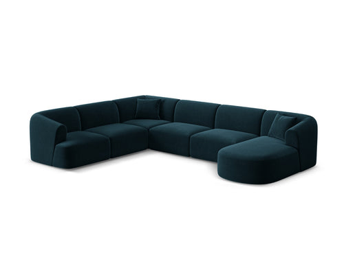 Cosmopolitan Design Modulaire panoramische hoekbank links Campi 7-zits, flueel diepe olie - 255x330x70cm