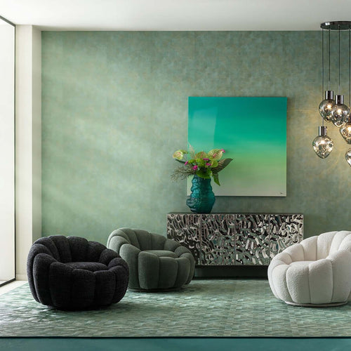 Kare Design Draaifauteuil Peppo Bloom Melange groen - vtwonen shop